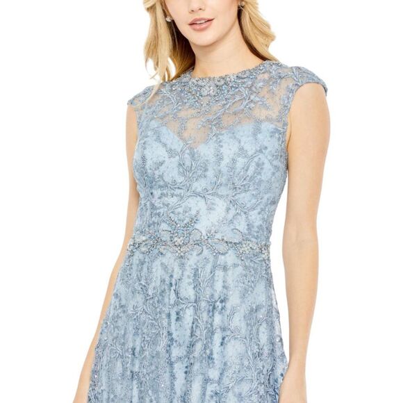 $798 Mac Duggal 79430 Womens Size 16 Light Blue Embroidered Gown Long Maxi Dress - Picture 3 of 5